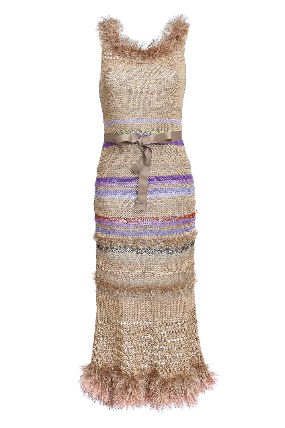 Camila Brown Multicolor Handmade Knit Dress