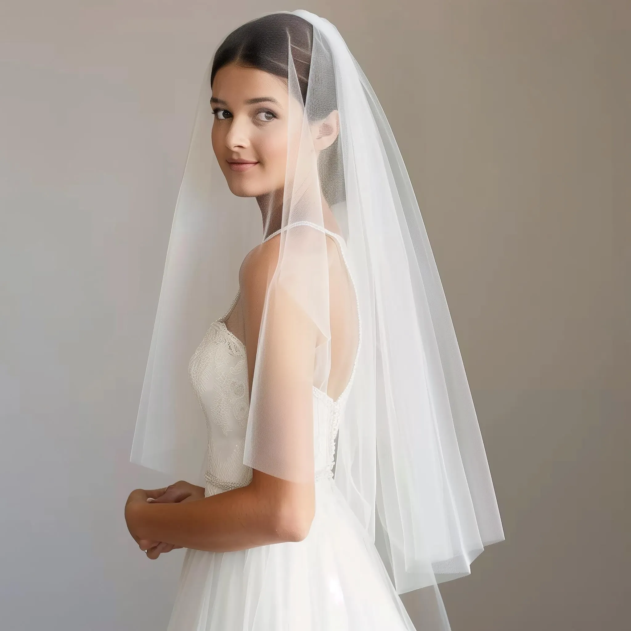 Cathedral Veil 9.8FT Floor Length, Cathedral Wedding Veil, Wedding Veil, Two Tier Wedding Veil Soft, Simple Wedding Veil