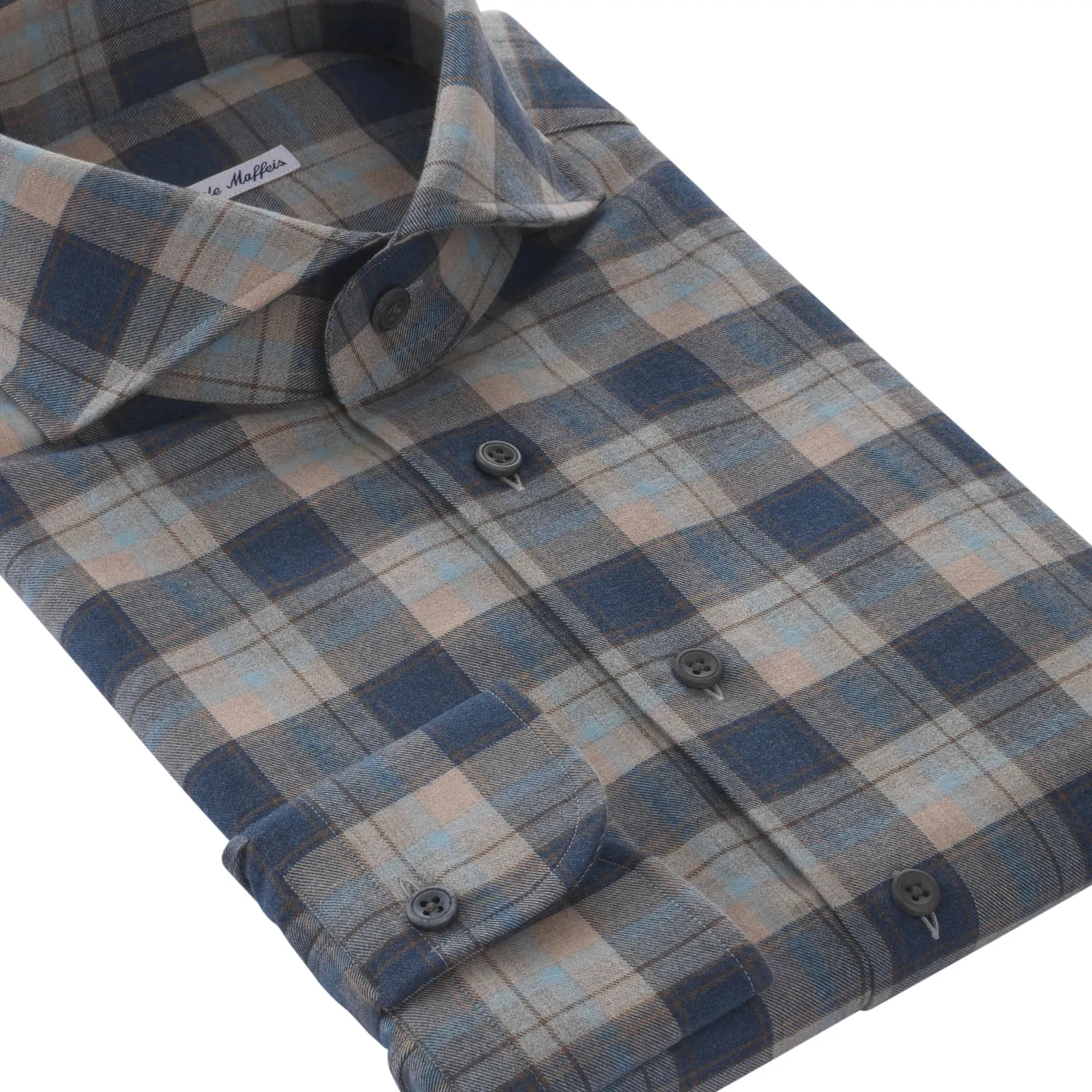 Checked Multicolor Shirt with Shark Collar