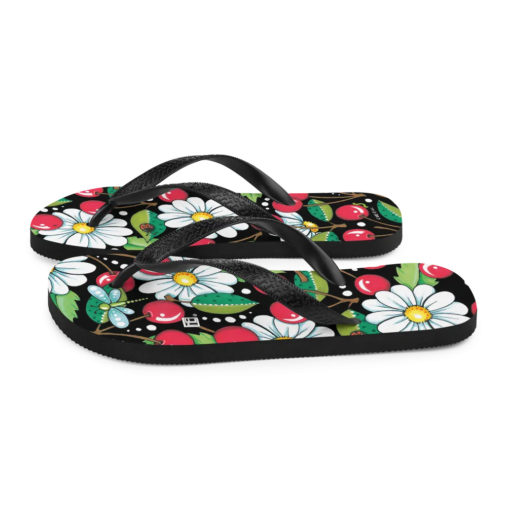 Cherry Daisy Flip-Flops