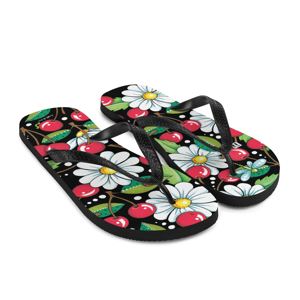 Cherry Daisy Flip-Flops