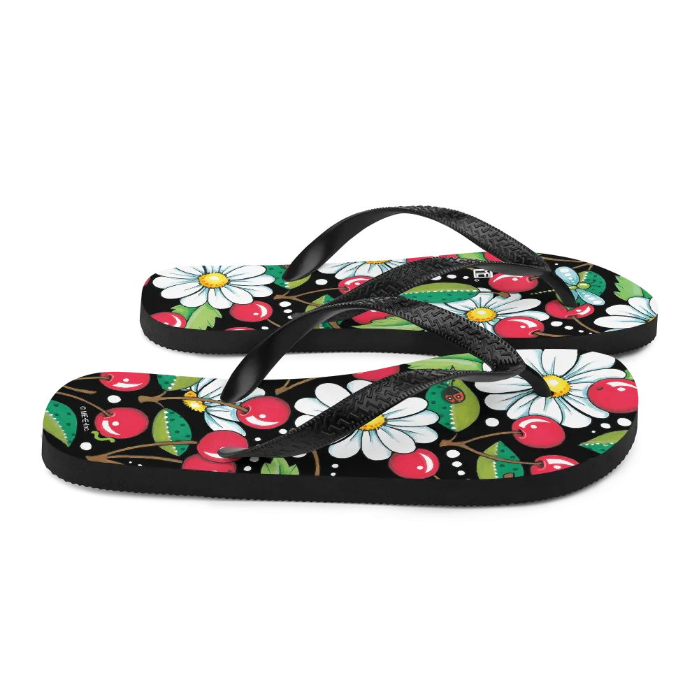 Cherry Daisy Flip-Flops