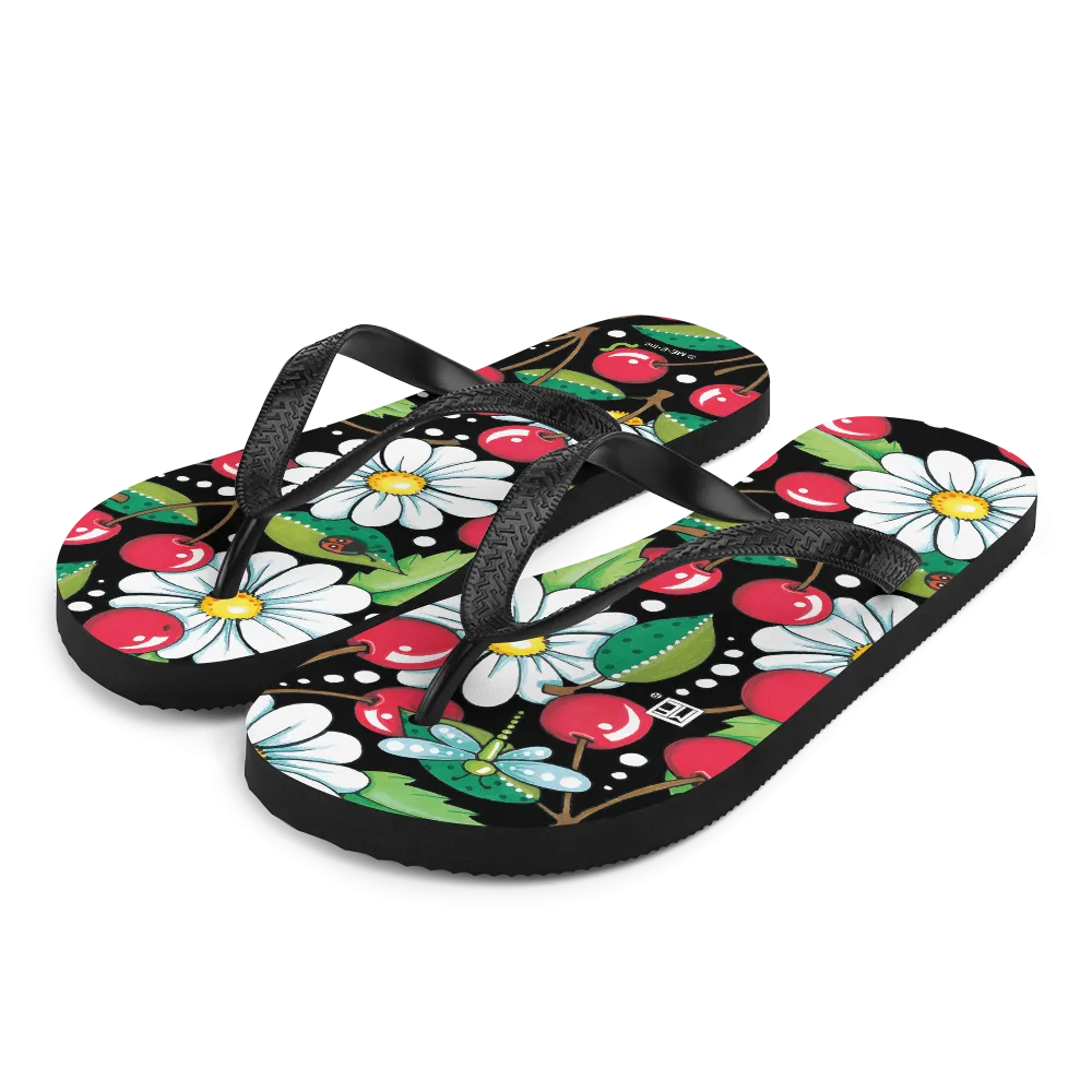 Cherry Daisy Flip-Flops