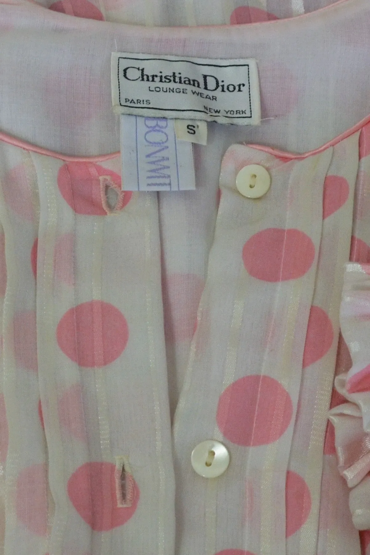 Christian Dior Pink Polka Dot Babydoll Dressing Gown