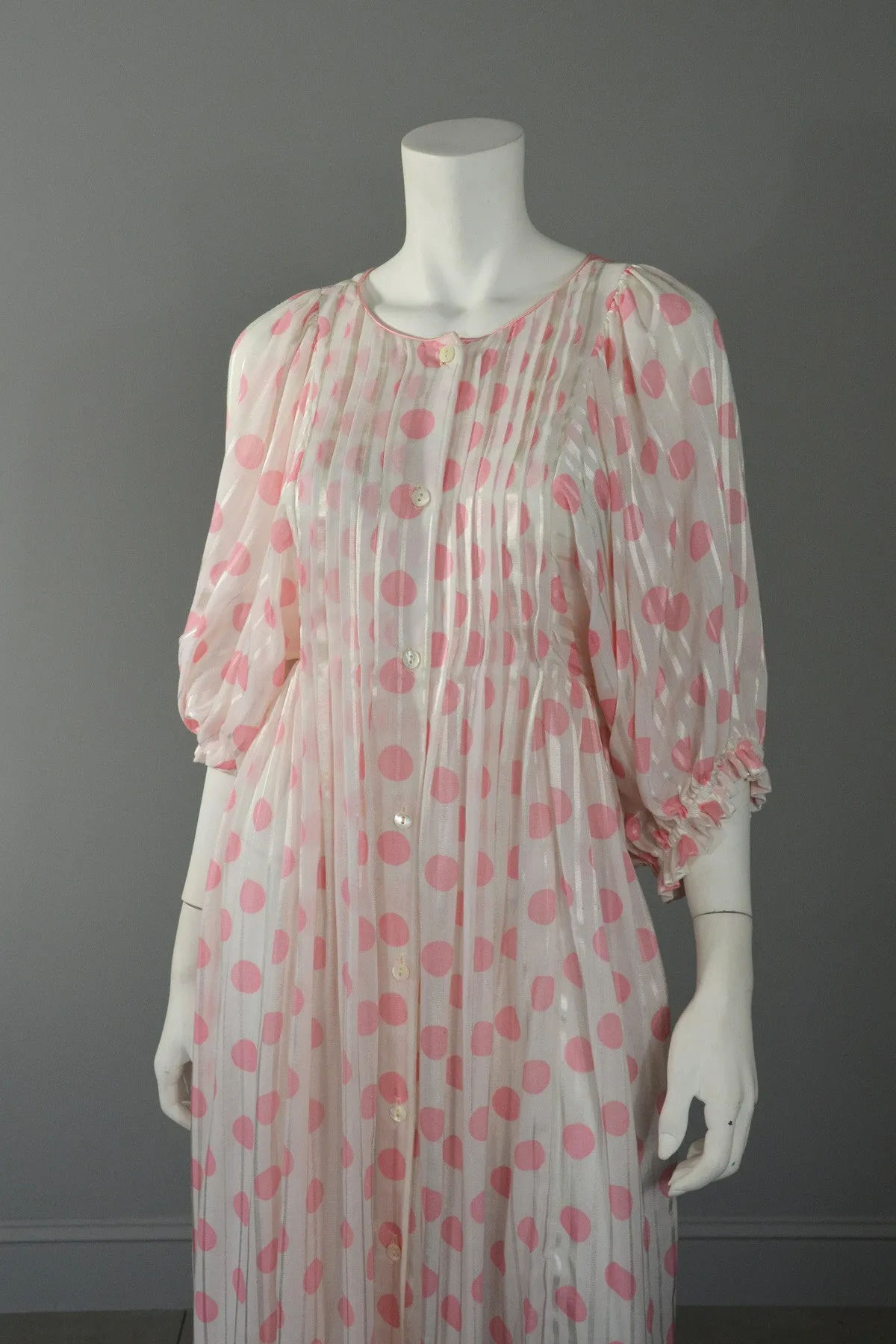 Christian Dior Pink Polka Dot Babydoll Dressing Gown