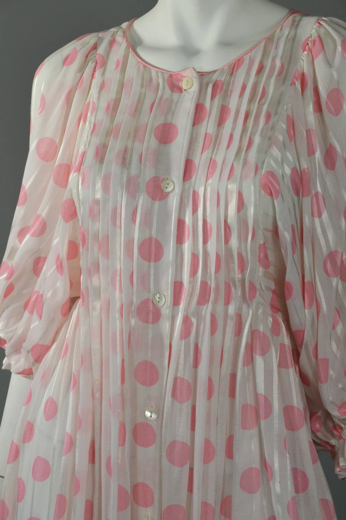 Christian Dior Pink Polka Dot Babydoll Dressing Gown