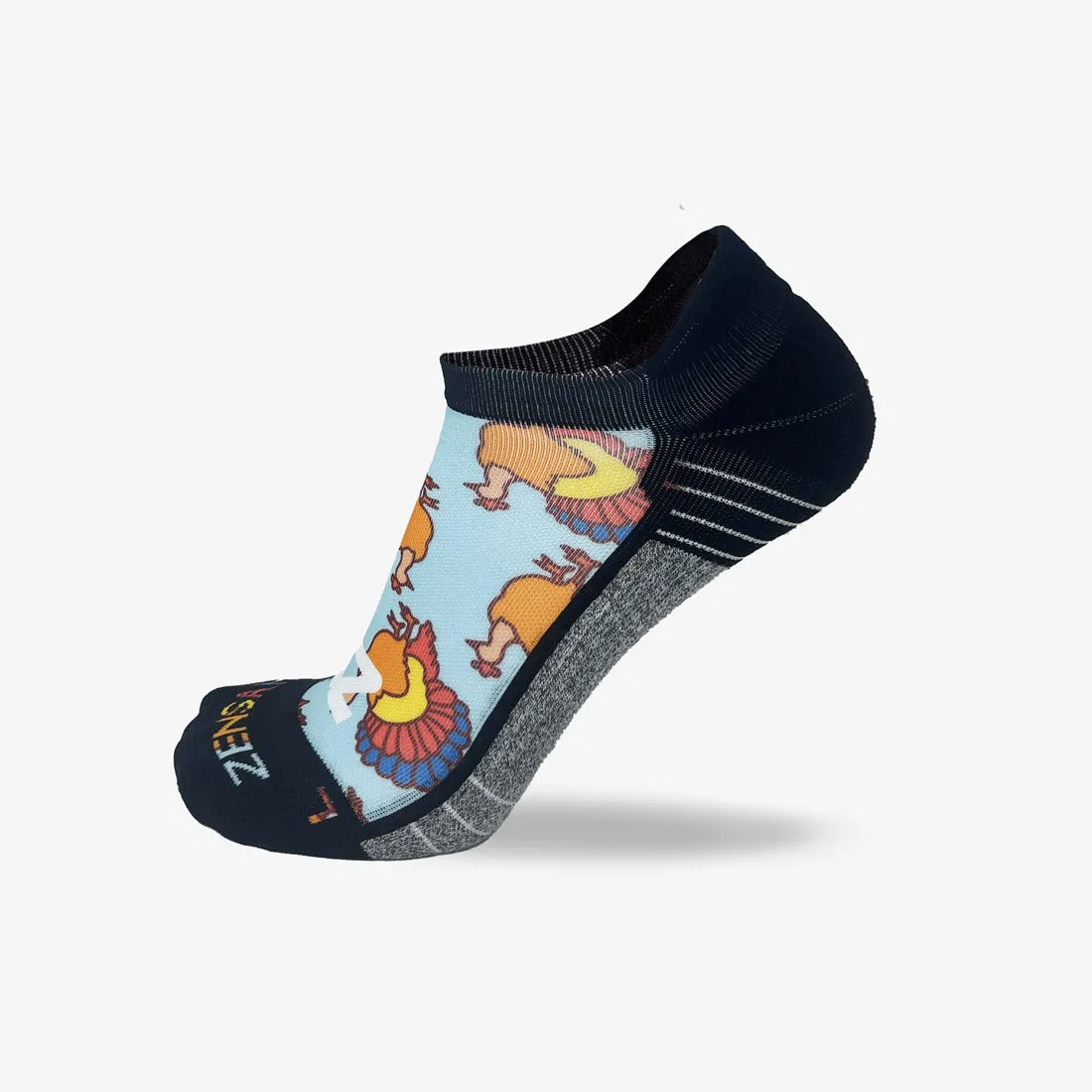 Colorful Turkeys Running Socks (No Show)