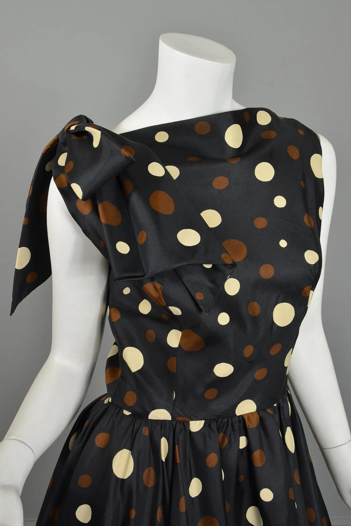 Coming! Vintage 1960s Polka Dot Kitten Bow Fit and Flare Dress