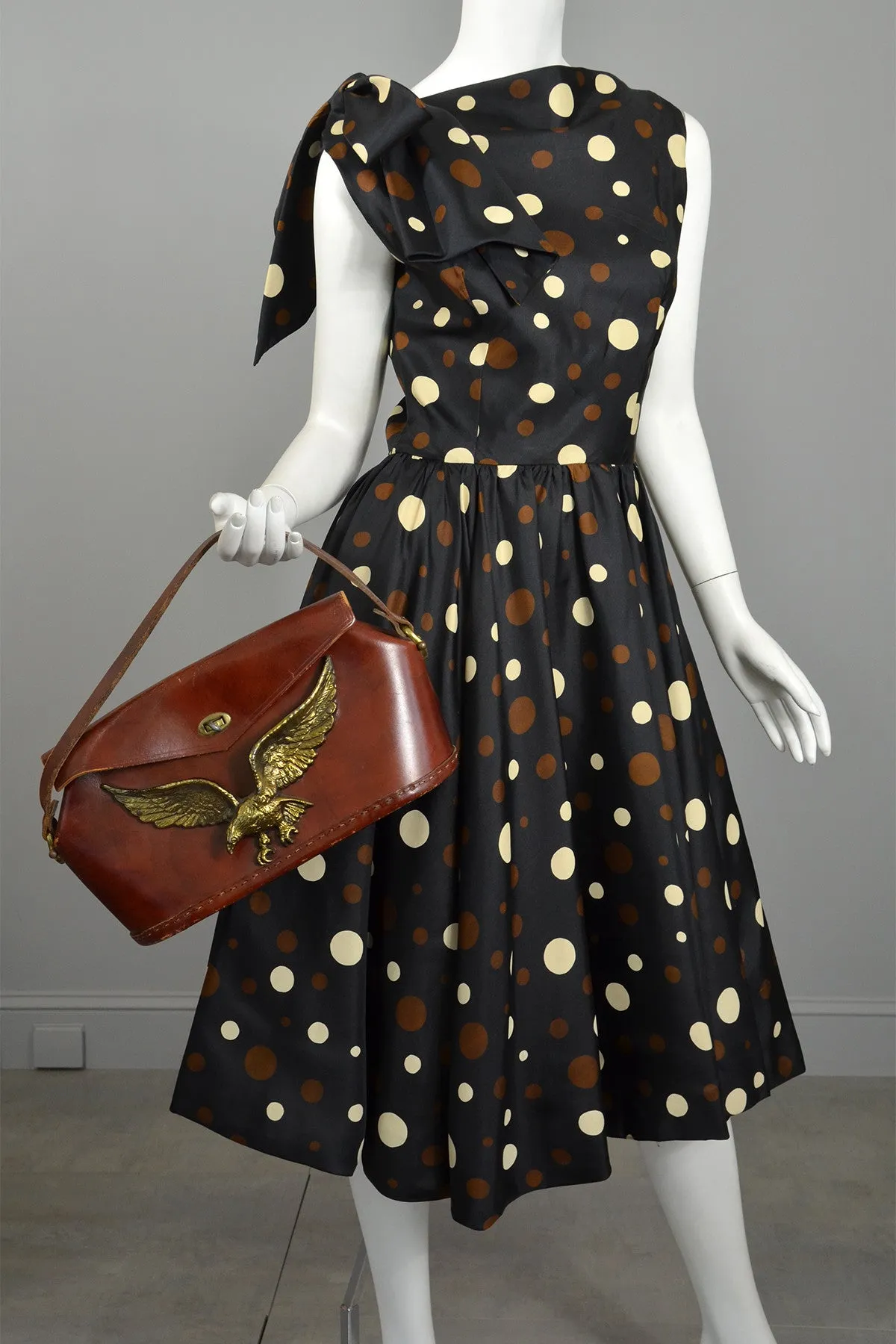 Coming! Vintage 1960s Polka Dot Kitten Bow Fit and Flare Dress