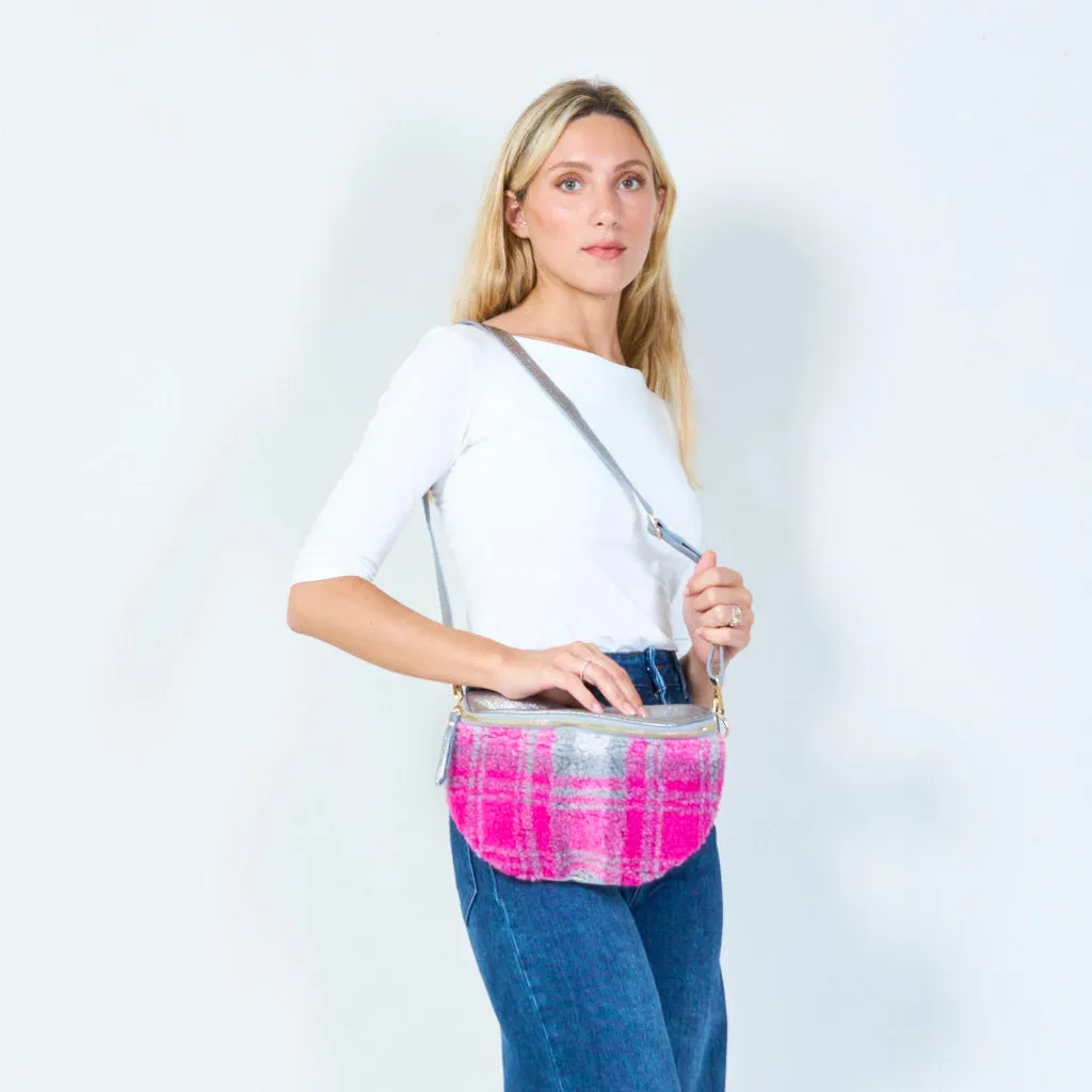 Cozy plaid wool crossbody bag wholesale