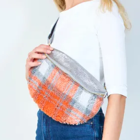 Cozy plaid wool crossbody bag wholesale