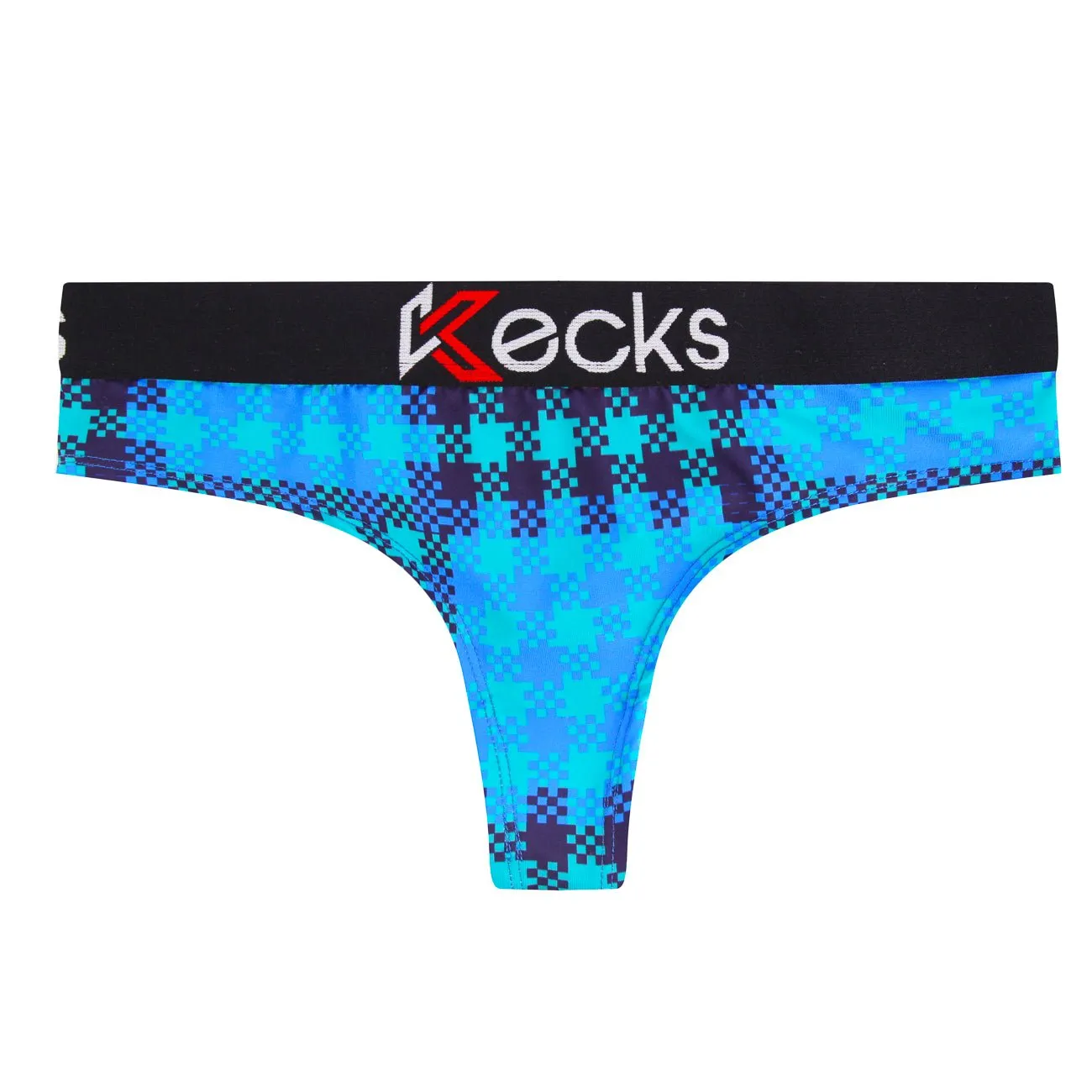 Cyan Plaid Thong