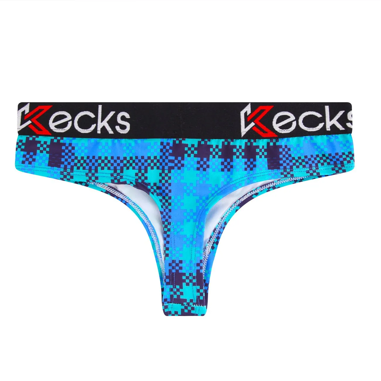 Cyan Plaid Thong