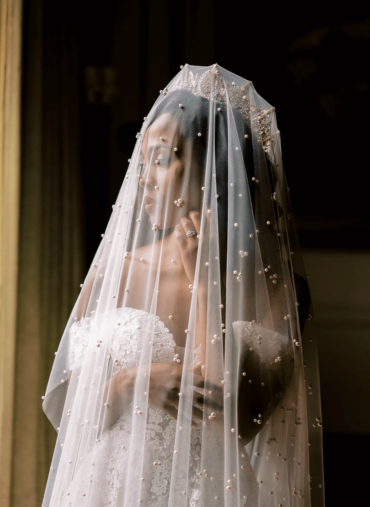 EMMA Pearled Drop Ballet Length Veil