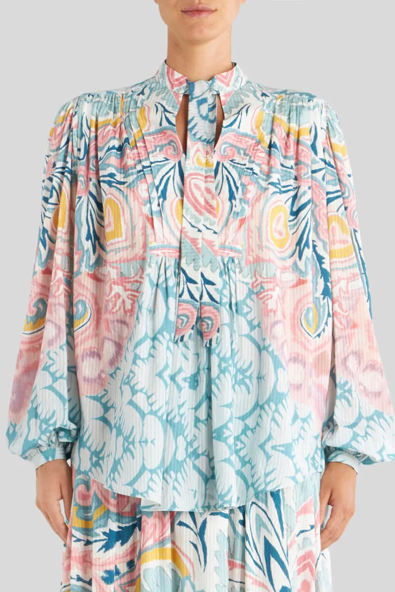 Etro Sunburst Paisley Print Blouse - Light Blue