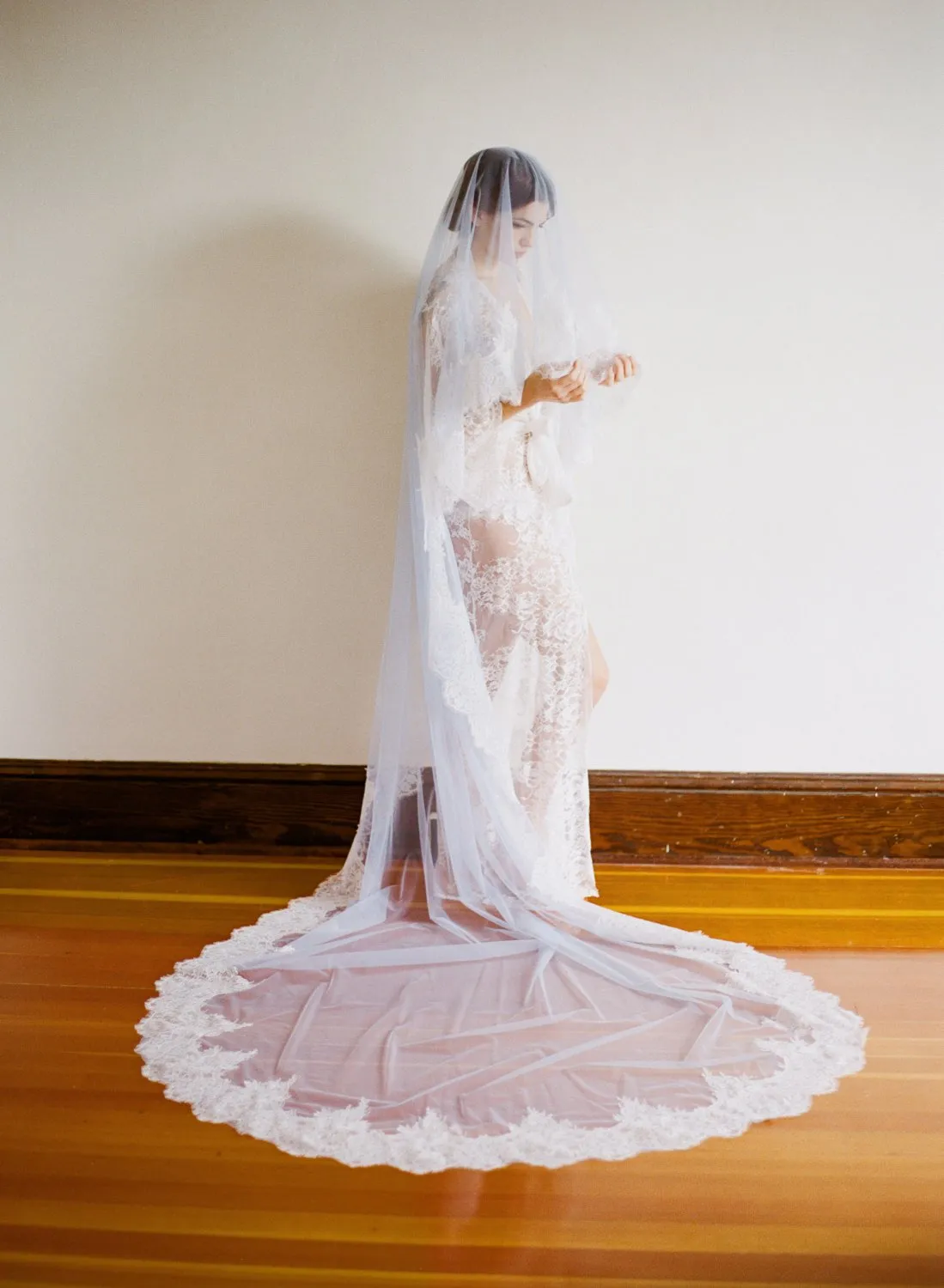 EVERMORE Pale Blue Italian Tulle Cathedral Veil