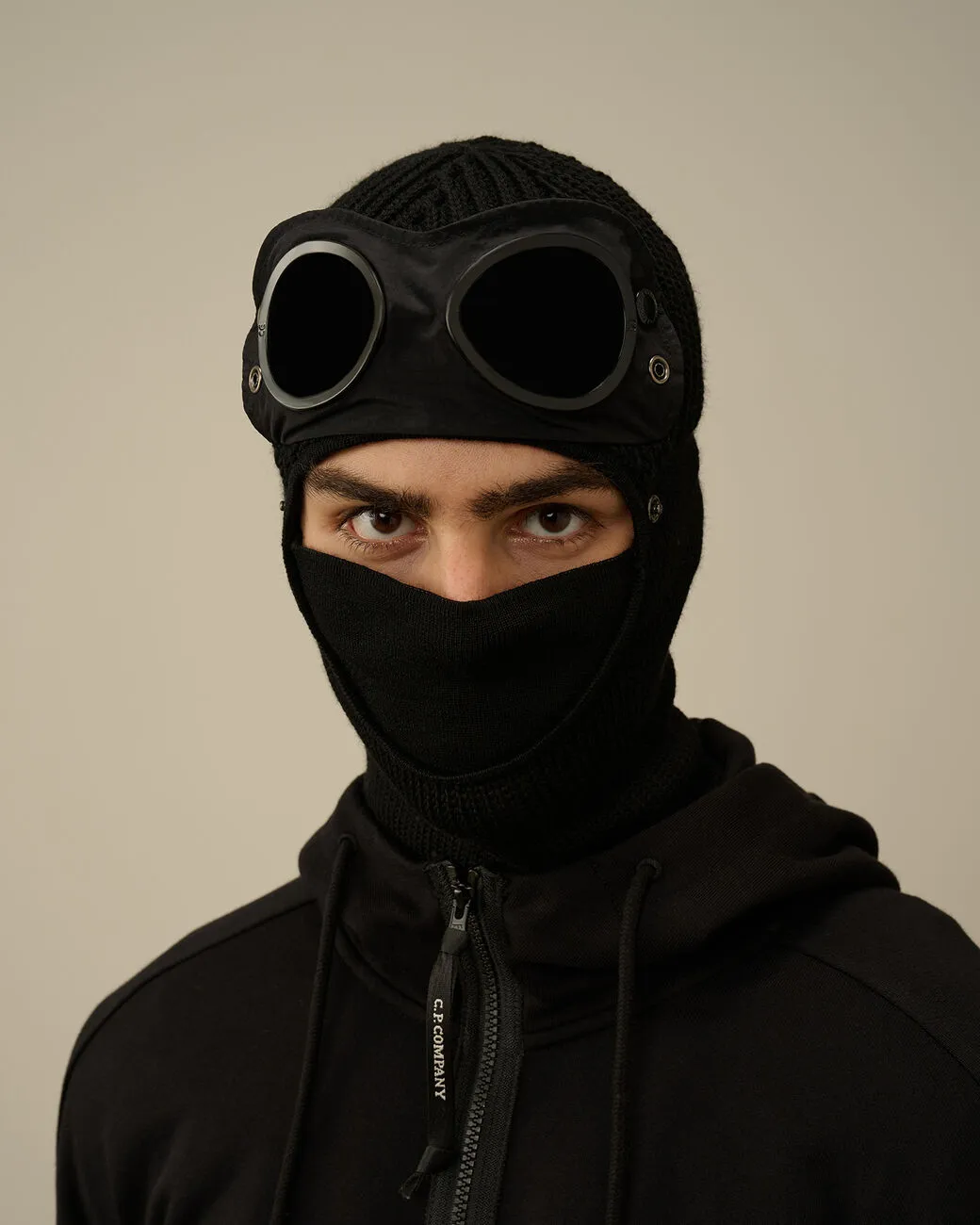 Extra Fine Merino Wool Goggle Balaclava Black