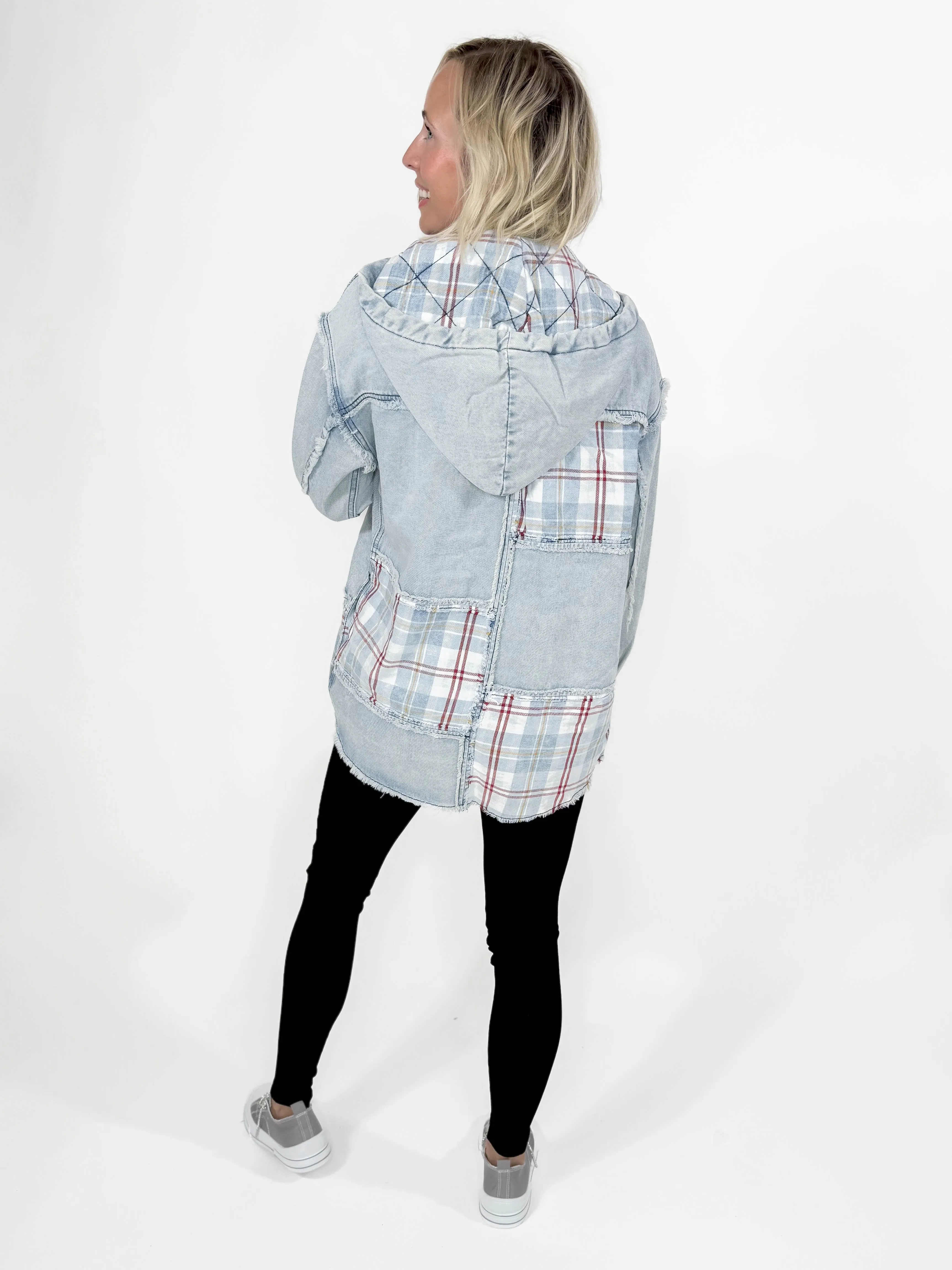 Felder Plaid Patch Hoodie Jacket-FINAL SALE