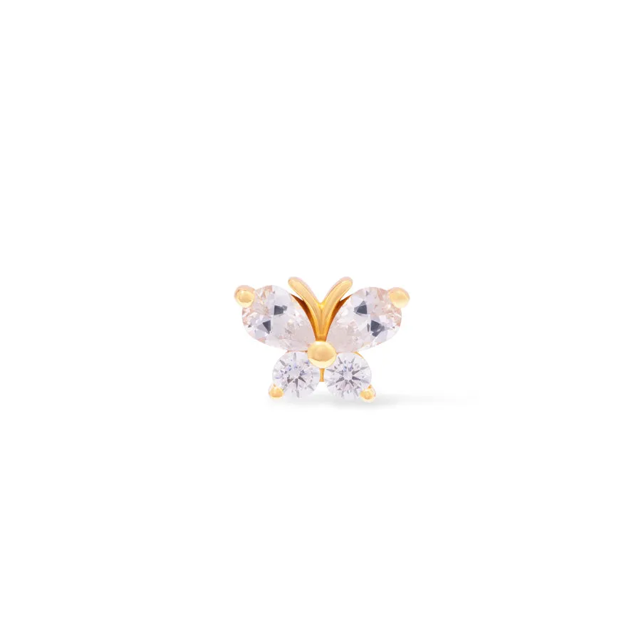 Flutter Diamante 14K Solid Gold Front Earring Stud