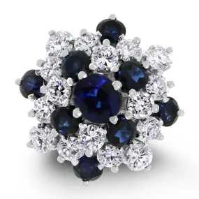 Glory of Snow Ring (2 ct Diamonds & Sapphires) in White Gold