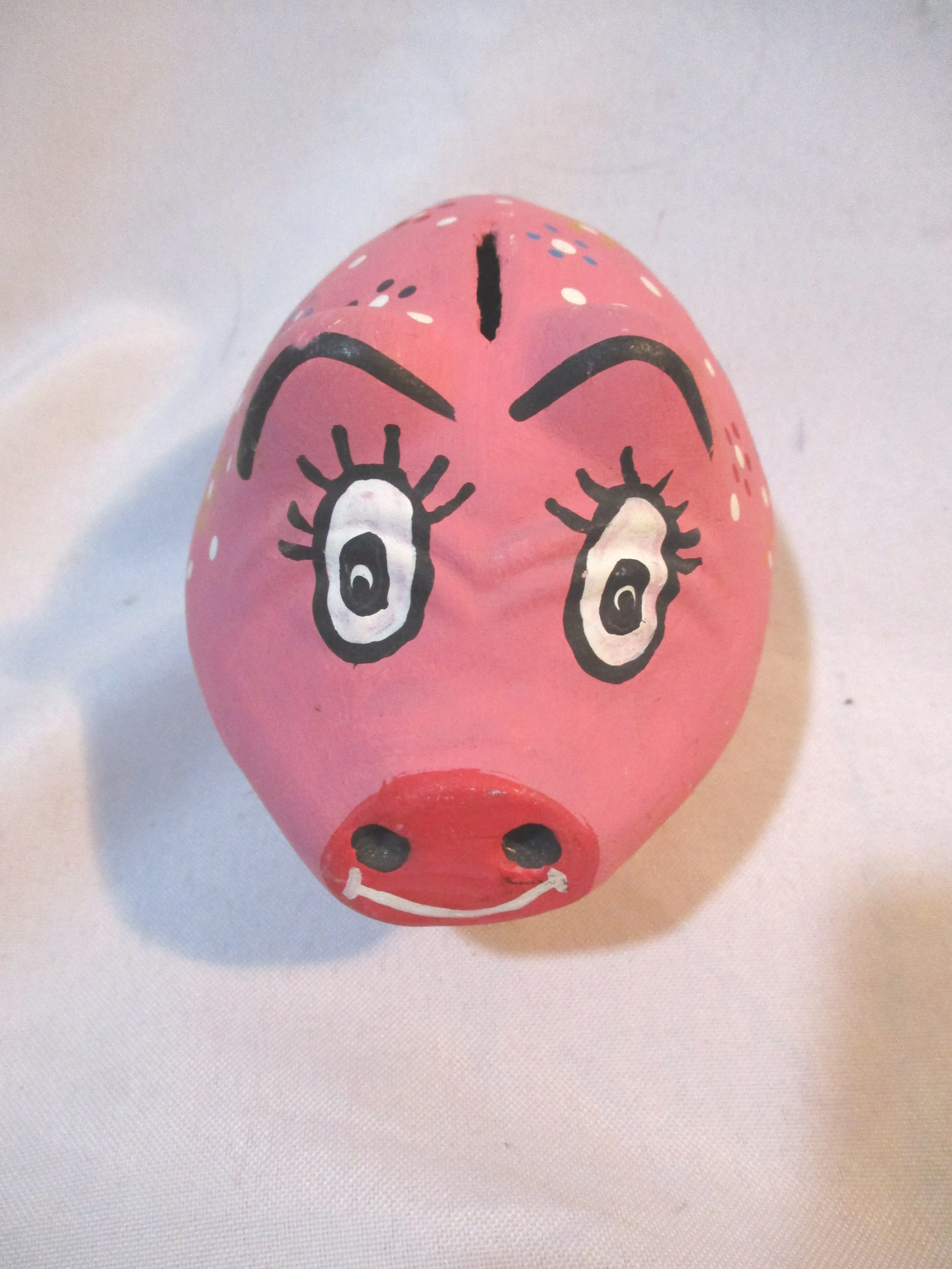 Handmade Hand Painted PINK PIG PIGGY BANK Coin Savings Money Sculpture