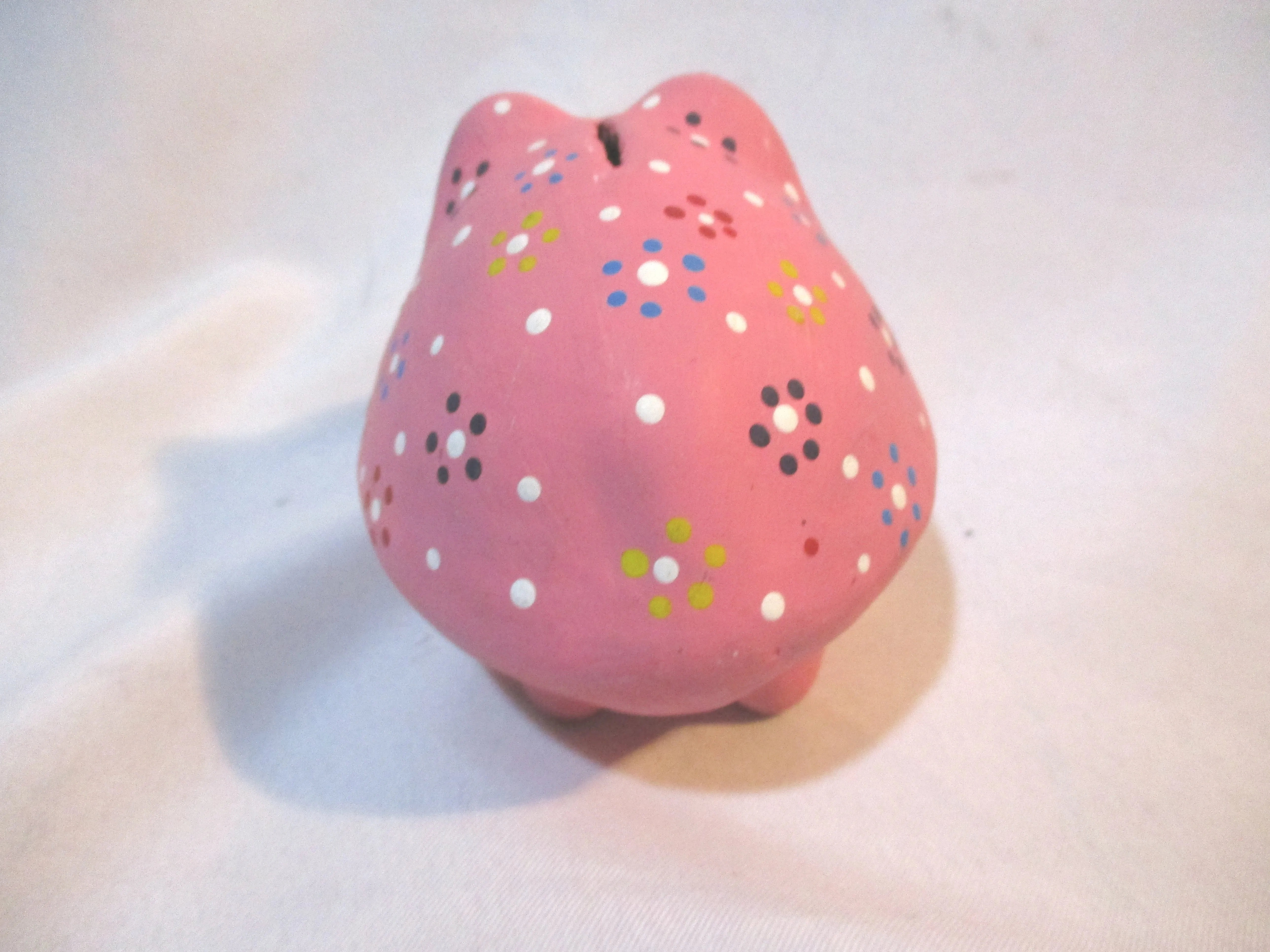 Handmade Hand Painted PINK PIG PIGGY BANK Coin Savings Money Sculpture