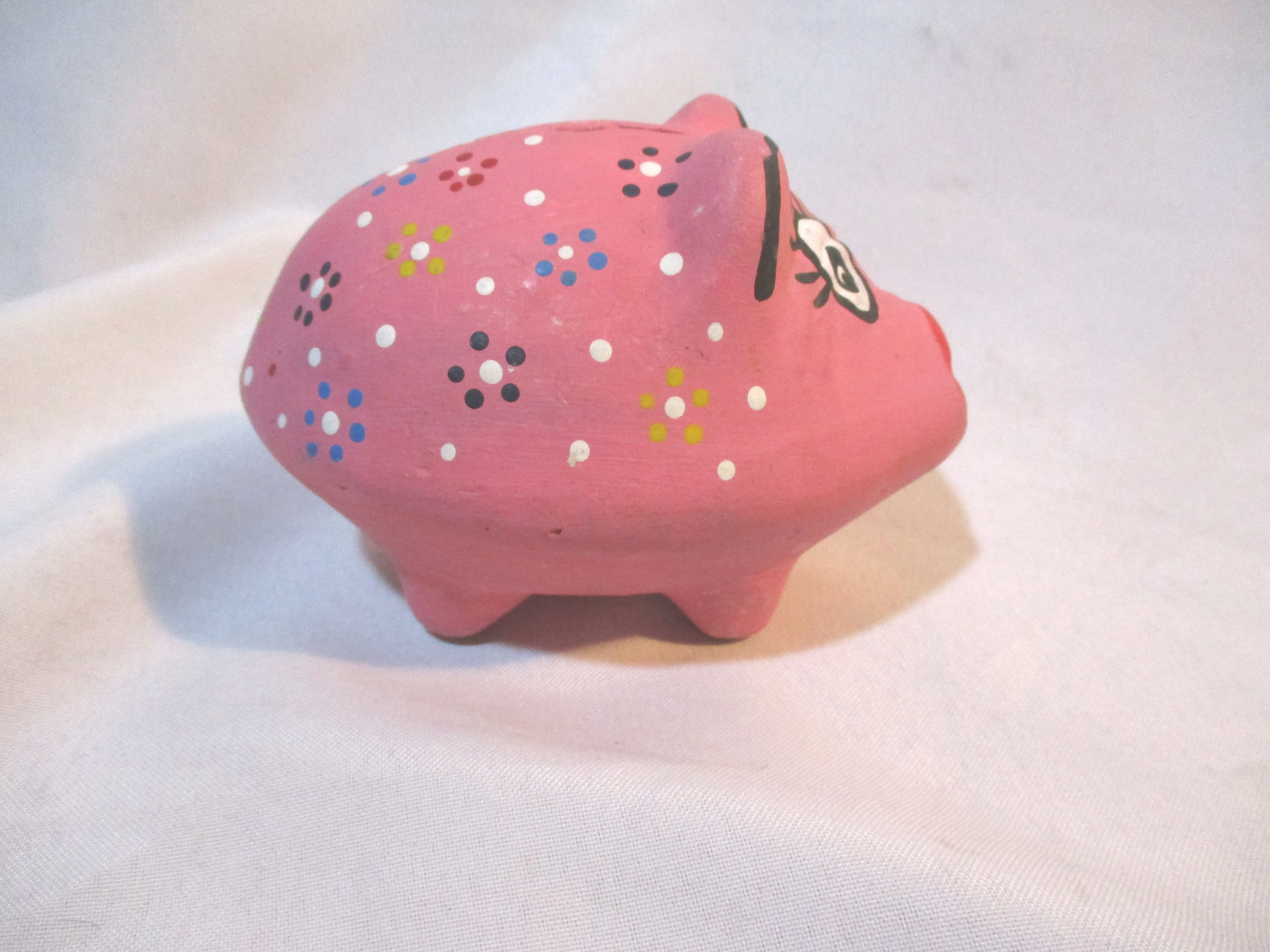 Handmade Hand Painted PINK PIG PIGGY BANK Coin Savings Money Sculpture