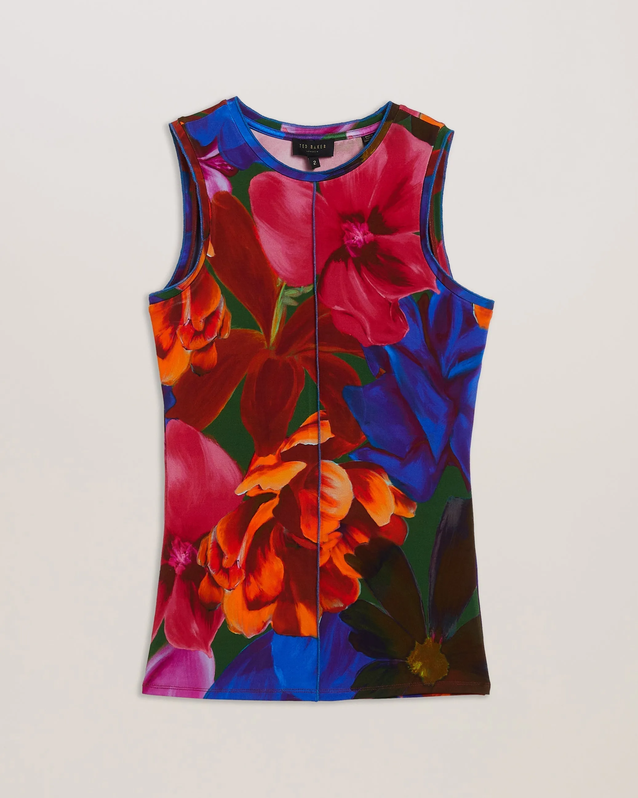 Hanree Printed Slinky Jersey Racer Vest Multicolor