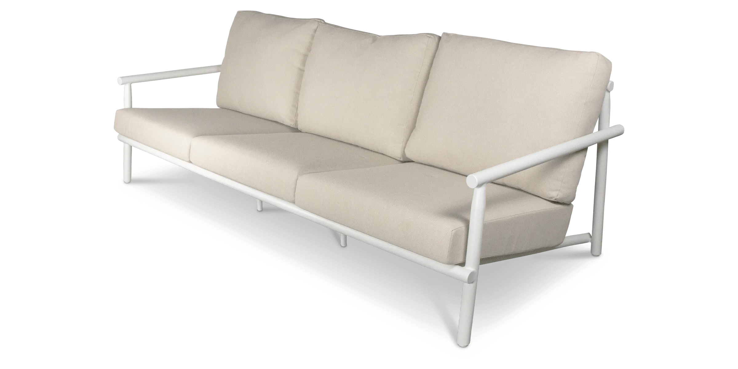 Havana 3 Seater with 2 x Armchair and Coffee Table in Arctic White with Dune Rope Inlay and Olefin Cushions