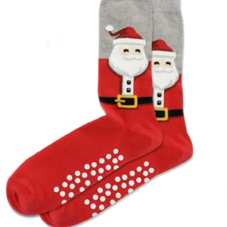 Hot Sox Mens Fuzzy Santa Non Skid Socks