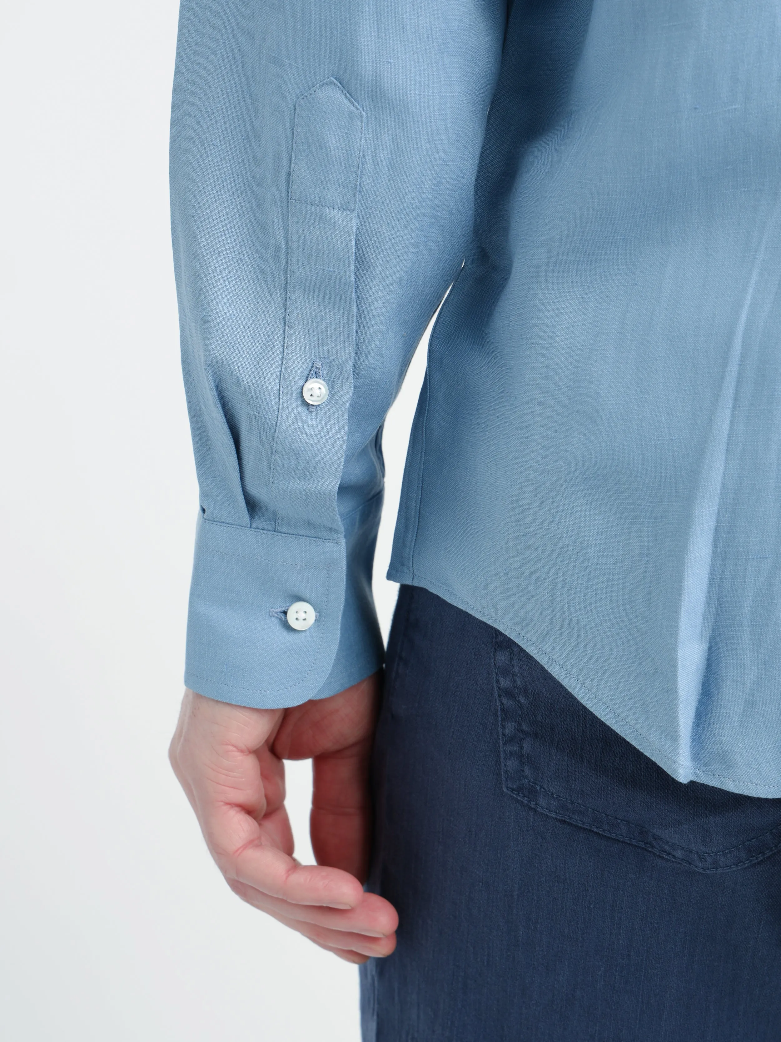 Infinity Blue Silk-Linen Shirt