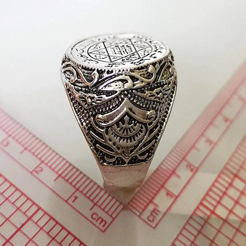 Islamic Five-pointed Star Astronomical Figure Ring Good Luck Amulet with name of Prophets