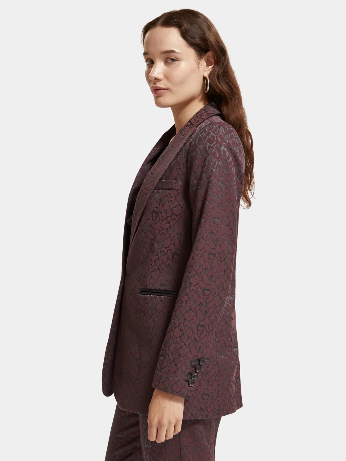 Leopard jacquard blazer