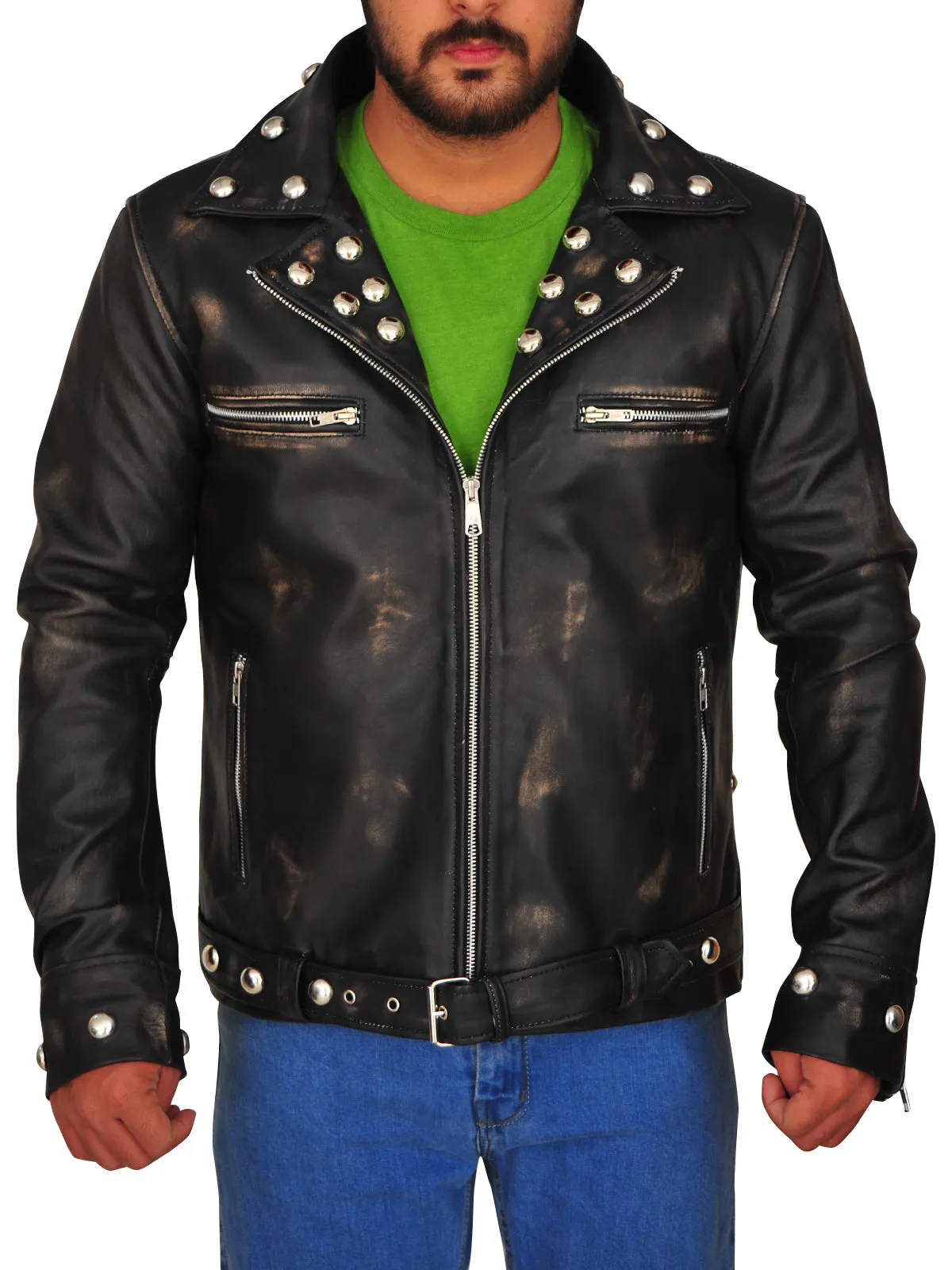 Men Distressed Brown Snake Jacket