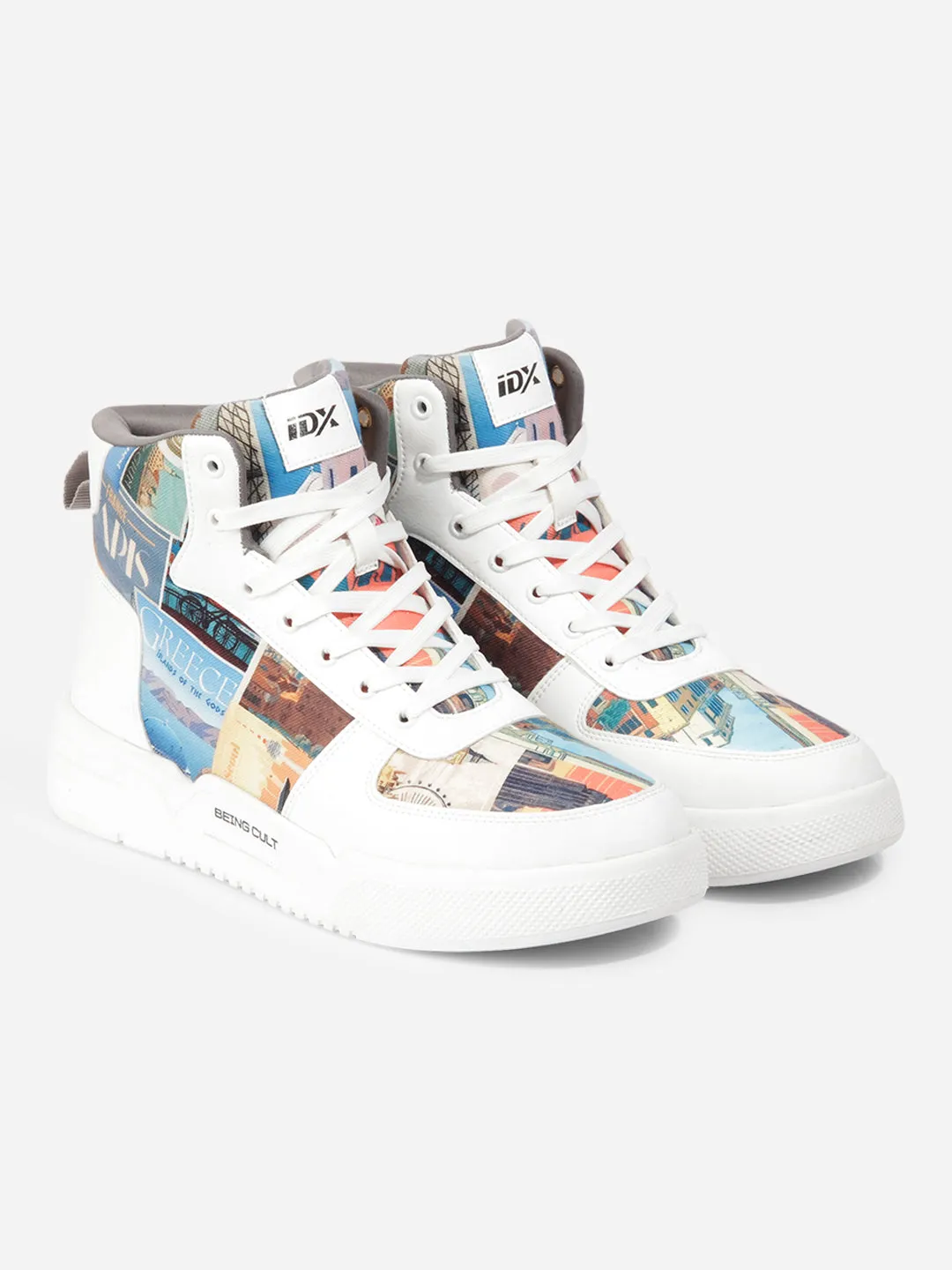 Men's White Graphic Print  Sneakers IX6018