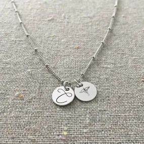 Monogram & Caduceus Coin Charm Necklace