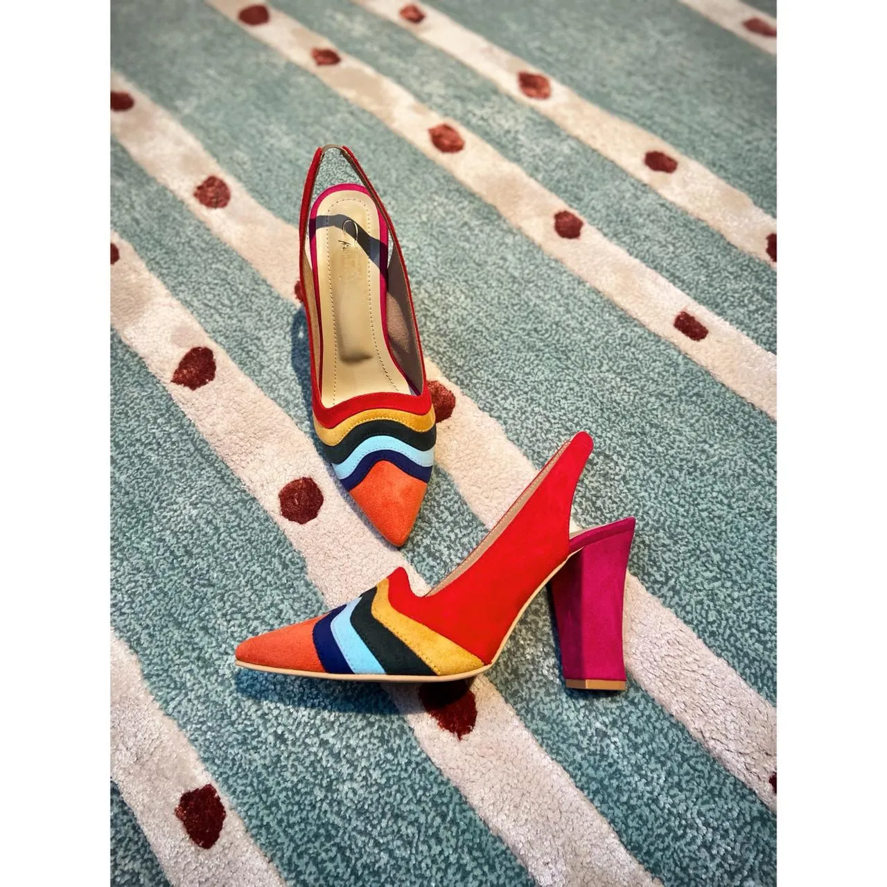 Multi Sling (Colorful,blocks heels )