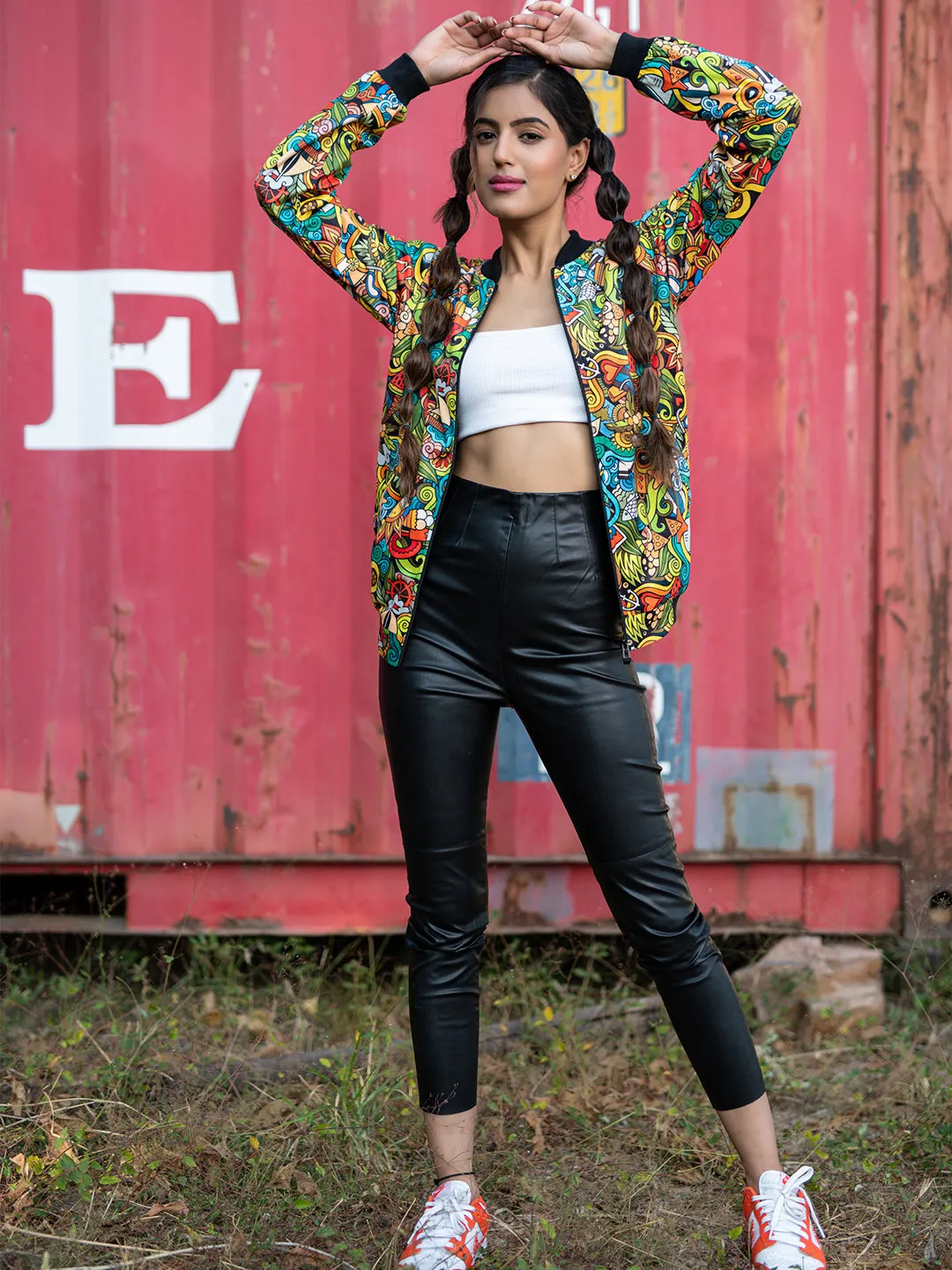 Multicolor Abstract Printed Velvet Jacket