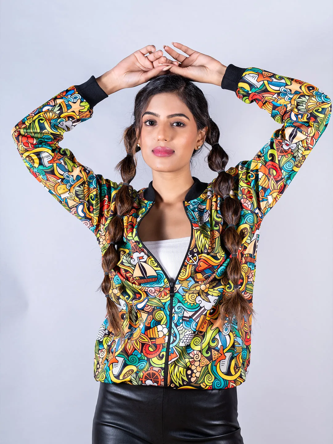 Multicolor Abstract Printed Velvet Jacket