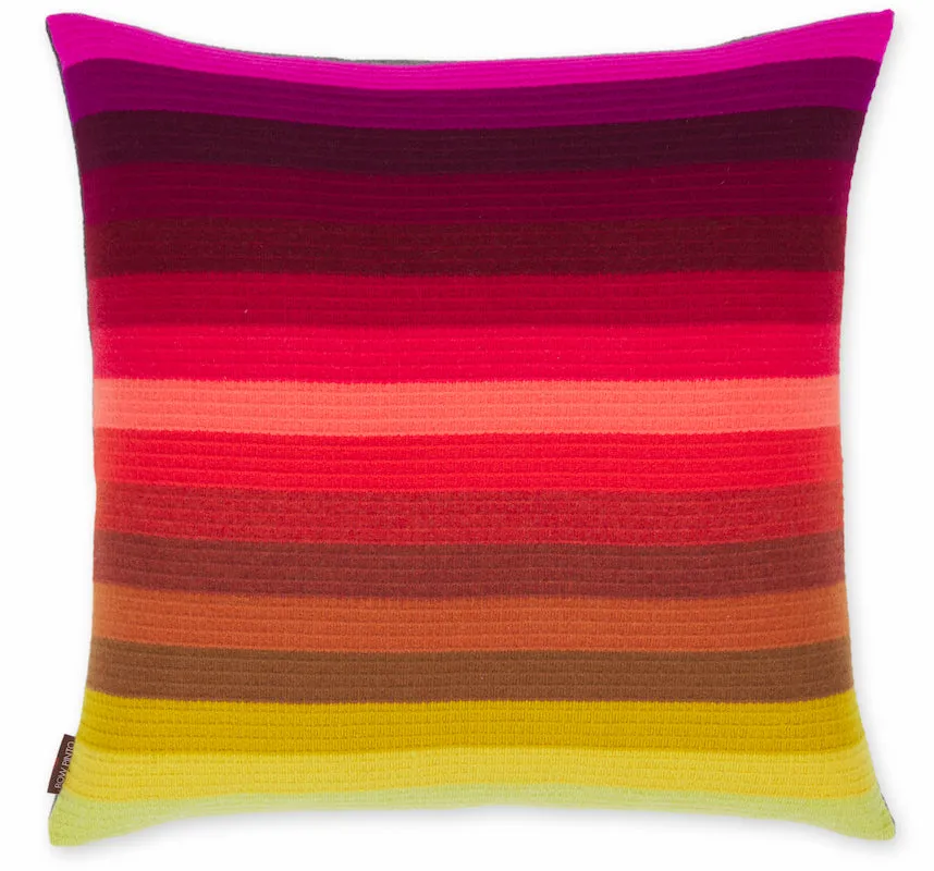 Ochre Rainbow After The Storm Textured Stripe Cushion Large