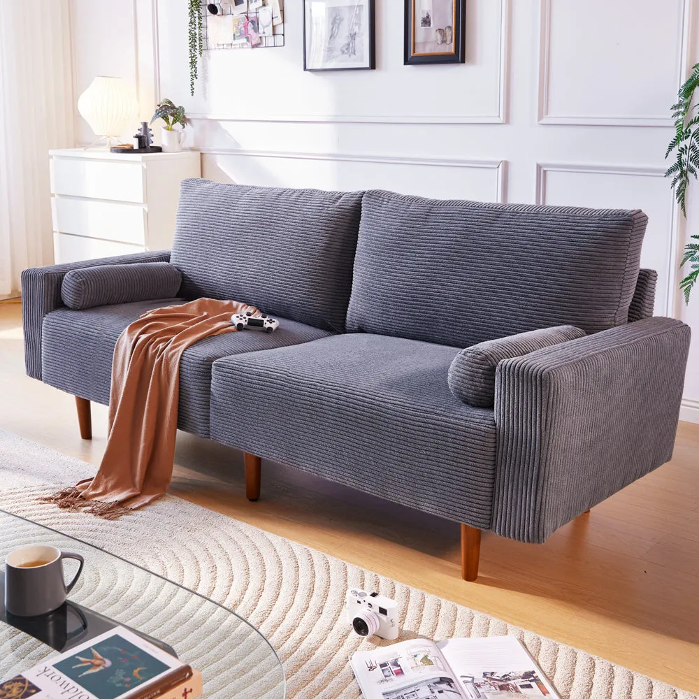 Ovios  78.74'' Luxe Loveseat Sofa with Suede or Corduroy, and 2 Comfy Pillows