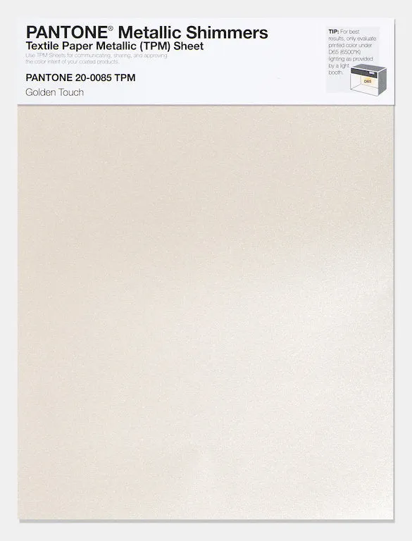 Pantone Metallic Shimmers Textile Paper Metallic Sheet 20-0085 Golden Touch