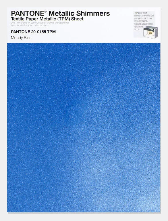 Pantone Metallic Shimmers Textile Paper Metallic Sheet 20-0155 Moody Blue