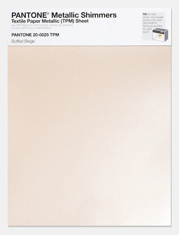 Pantone Metallic Shimmers Textile Paper Metallic (TPM) Sheet 20-0025 Buffed Beige