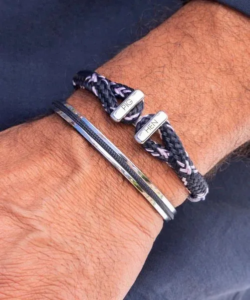 PIG & HEN - Icy Ike Rope Bracelet - Navy/Orchid Purple/Silver