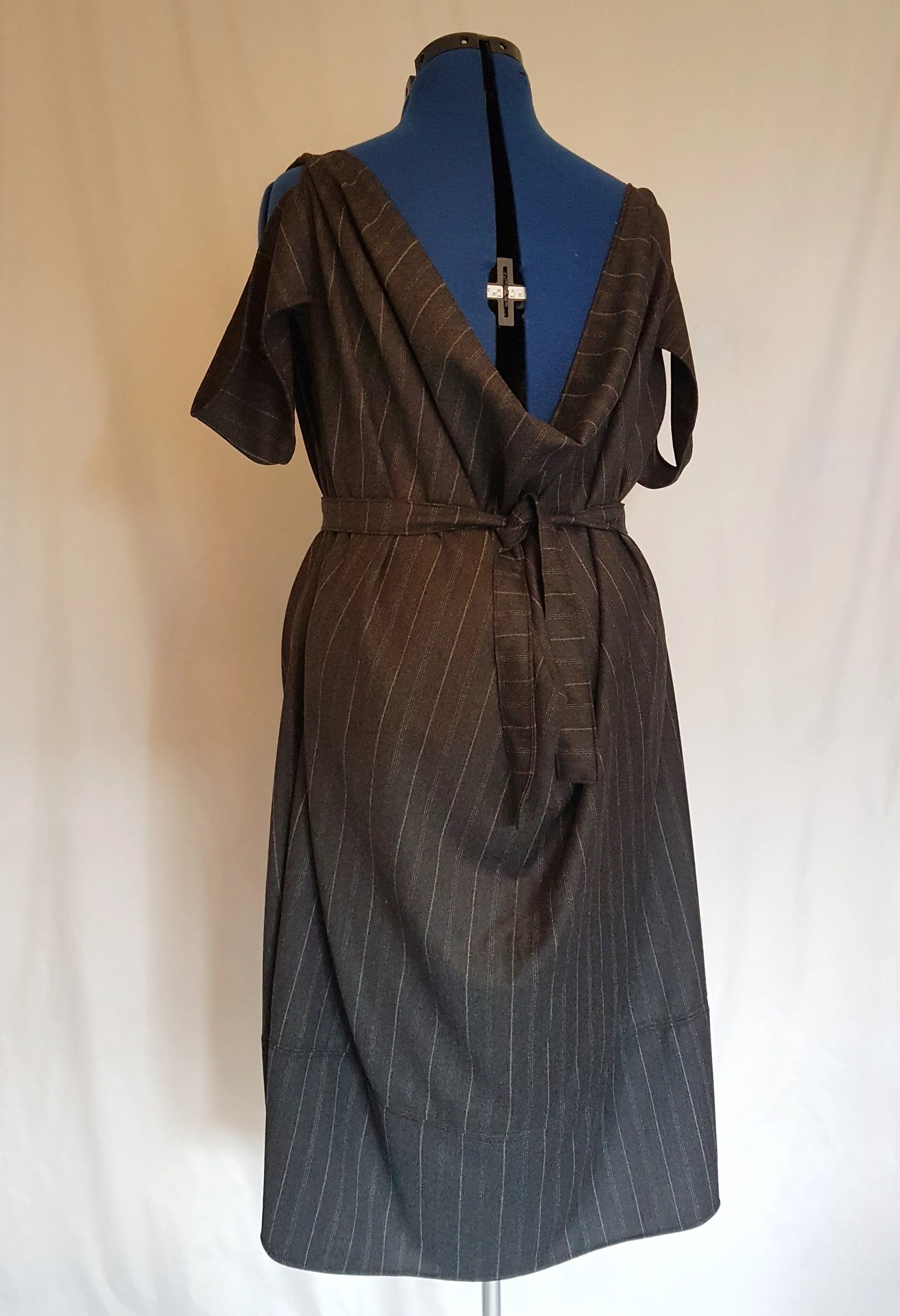 Pinstripe Formal Fitted Grey Dress