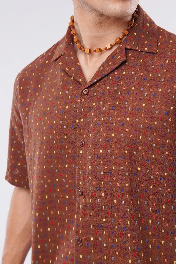 Polka Dots Cuban Shirt - Brown