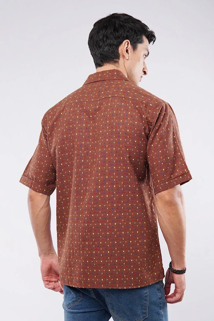 Polka Dots Cuban Shirt - Brown