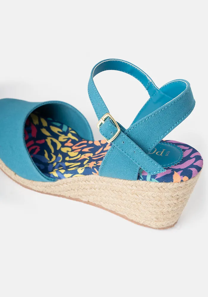 Popsy Teal Espadrille Wedges