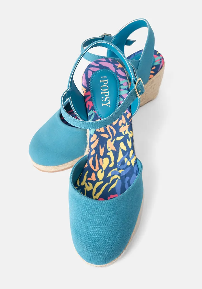 Popsy Teal Espadrille Wedges